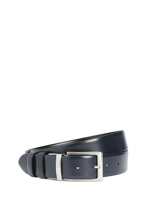 Beymen Club Black Navy Blue Men's Leather Belt - 2