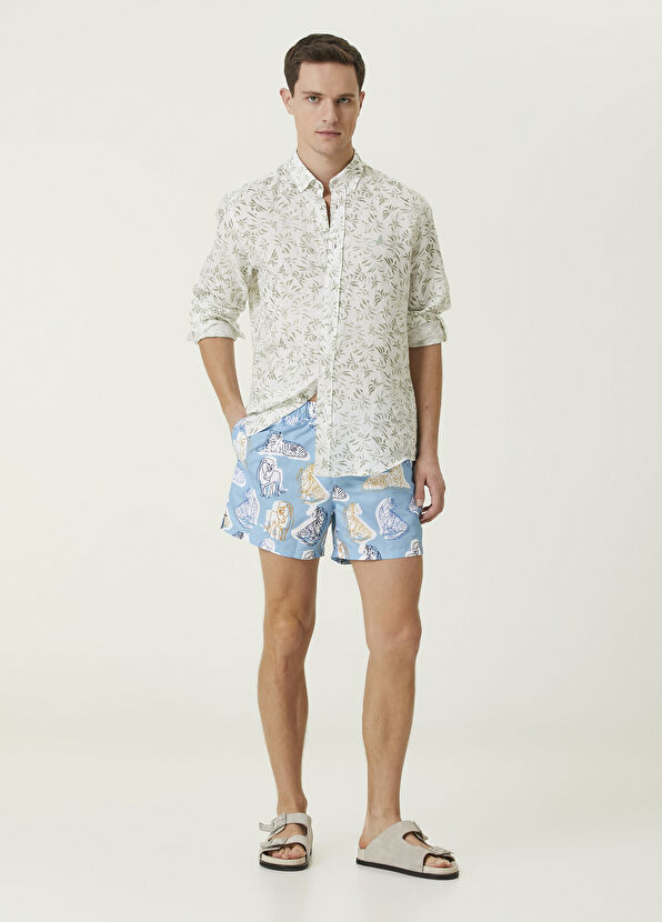 Beymen Club Mavi Aslan Figürlü Mayo - 2