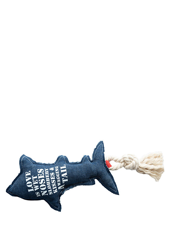 Zeynep Birinci Navy Blue Denim Shark Dog Toy - 2
