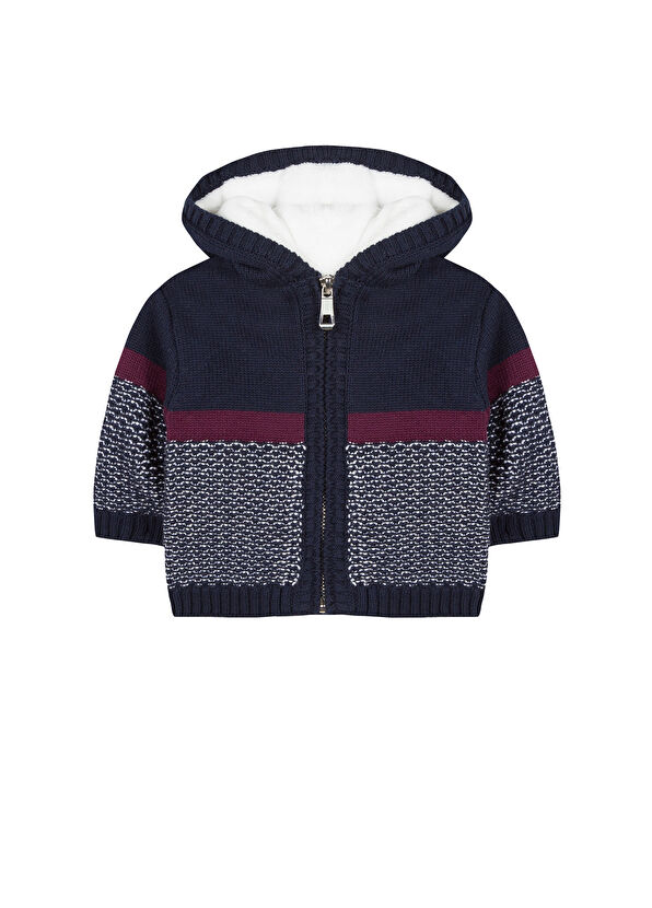Tartine Et Chocolat Lacivert Muflonlu Kapüşonlu Erkek Bebek Triko Mont - 1