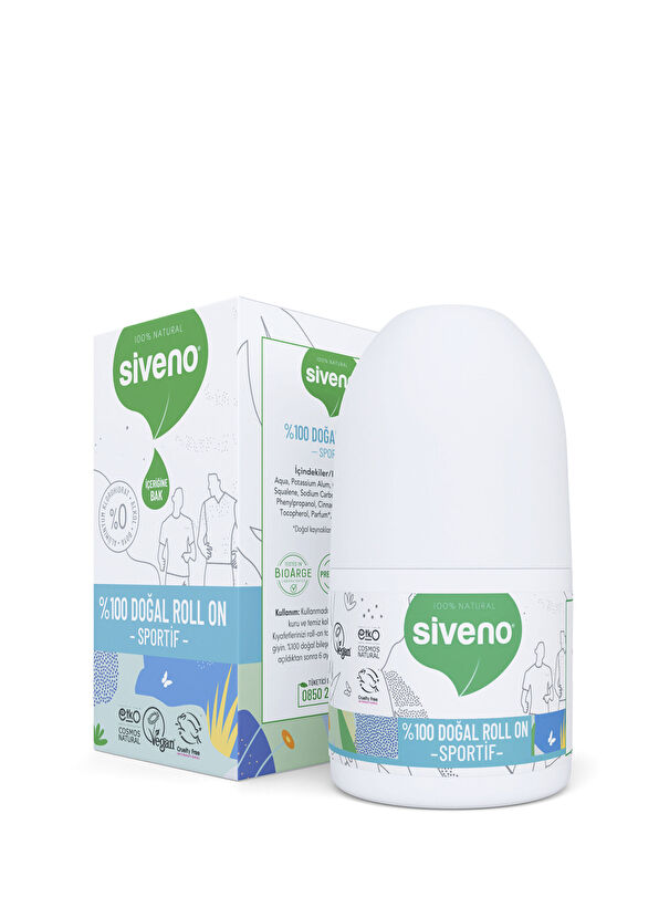 Siveno Natural Whitening Deodorant Herbal Vegan Roll On For Athletes 50 ml - 1