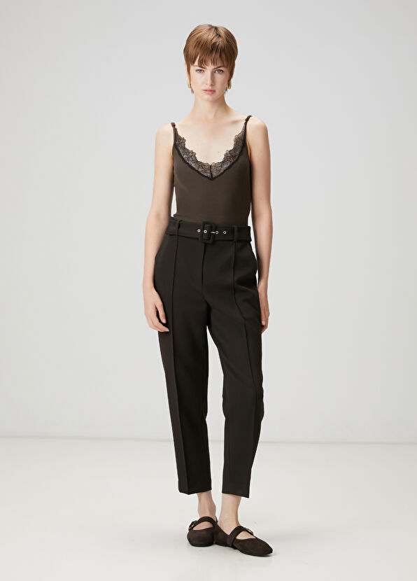 Beymen Club Dark Brown Belted Pants - 2