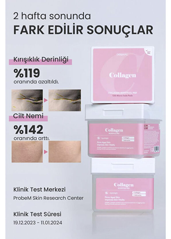 Dermal Kolajen Moistfull Pad Elastikiyet Artırıcı Tonik Pad 12 Adet - 3