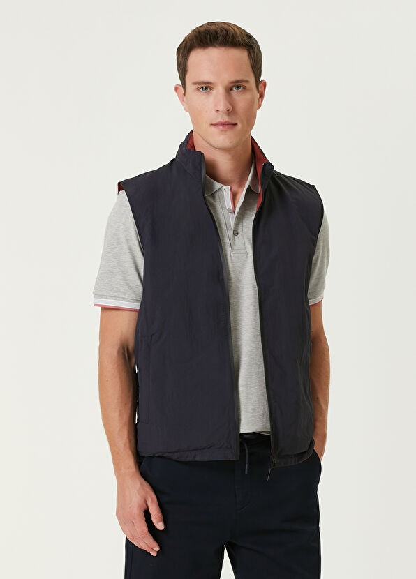 Beymen Club Navy Blue Hooded Double-Sided Vest - 1