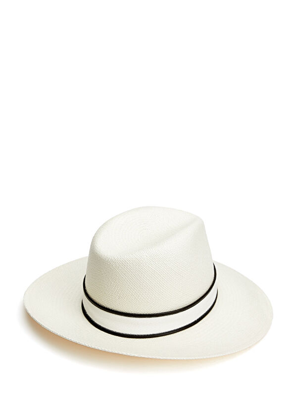 Brunello Cucinelli Beyaz Kadın Hasır Şapka - 2