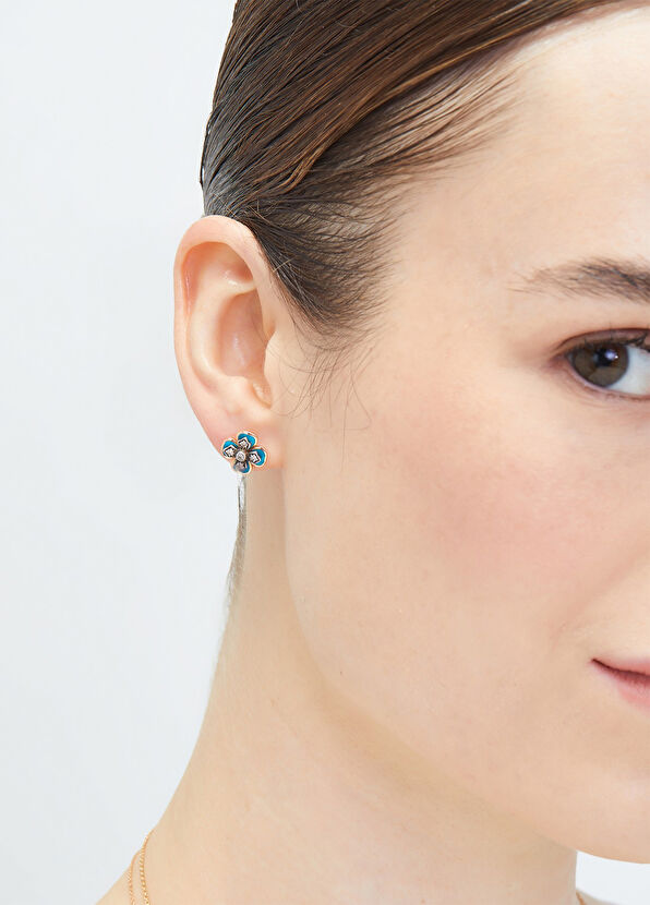 Jeevels & Co Clover Enamel 18K Gold Women's Earrings - 2