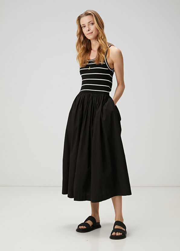 Beymen Club Black Striped Midi Dress - 1