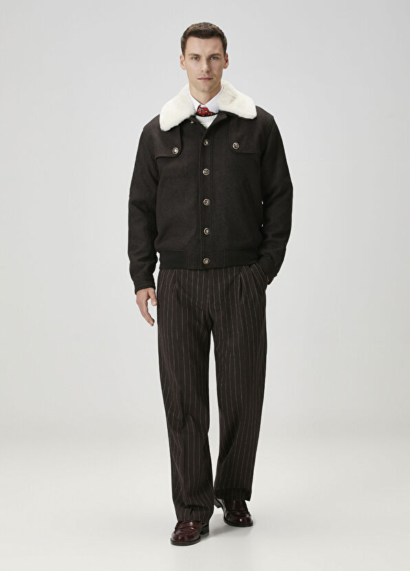 Drôle De Monsieur Koyu Kahverengi Çizgi Desenli Pantolon - 1