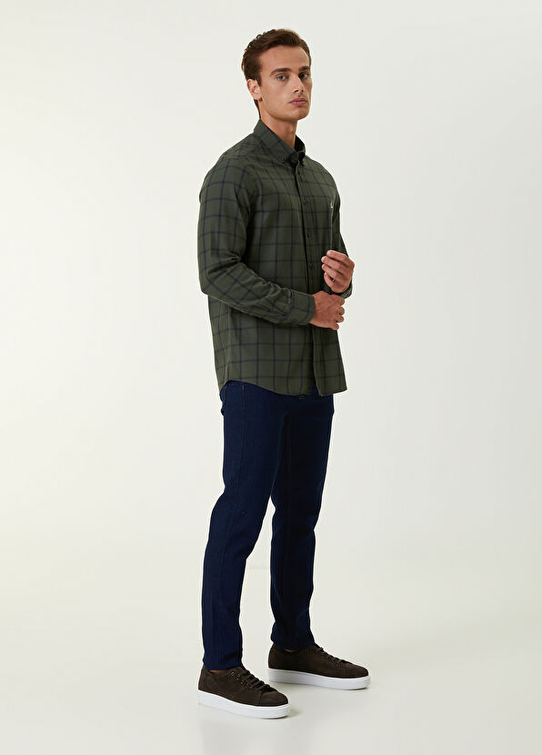 Beymen Club Comfort Fit Haki Geniş Ekose Desenli Gömlek - 2