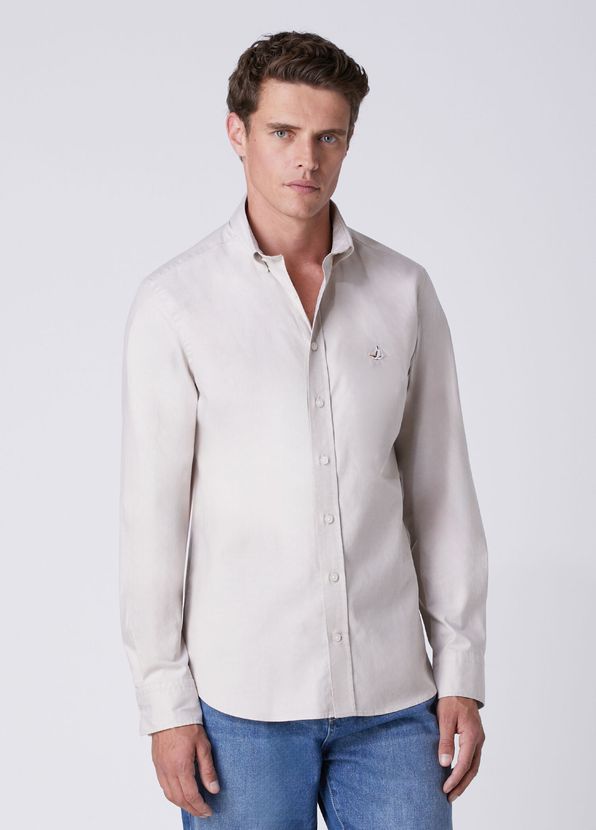 Beymen Club Slim Fit Bej Lycralı Oxford Gömlek - 2