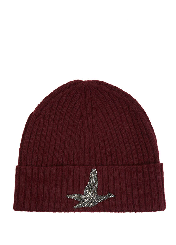Beymen Club Burgundy Shiny Goose Logo Women's Wool Beanie - 1