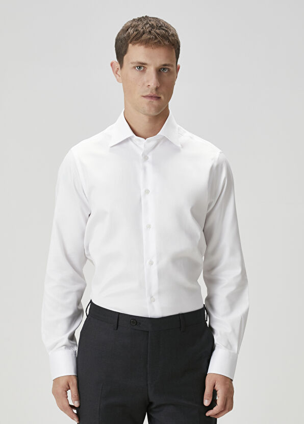 Custom Fit Beyaz Gömlek - Görsel 6