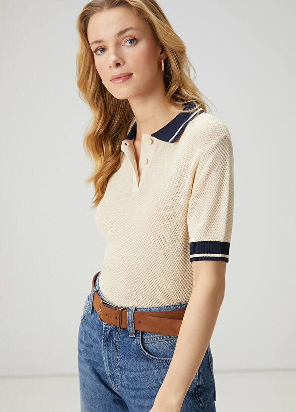 Beymen Club Beige Polo Sweater - 1