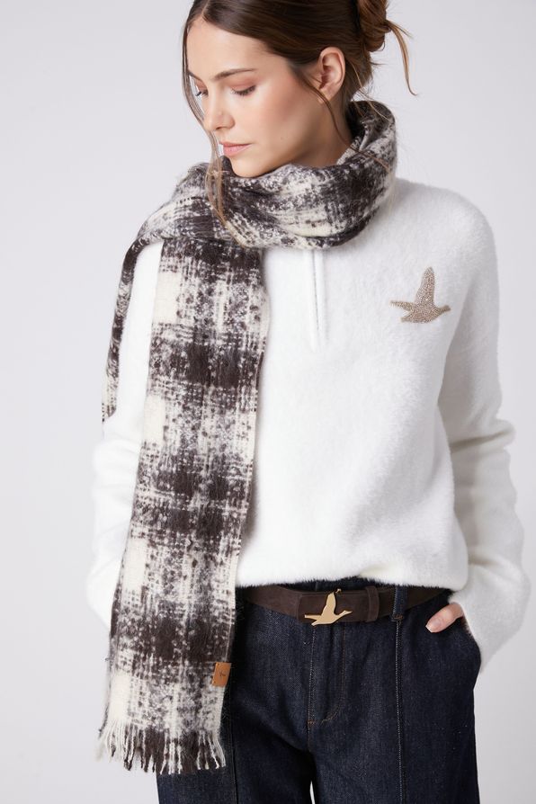 Beymen Club Kırık Beyaz Yarım Fermuarlı Tüylü Kazak - 2