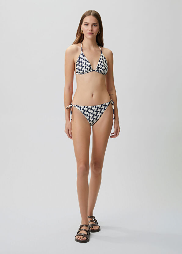 Beymen Club Navy Blue White Reversible Bikini Bottoms - 1