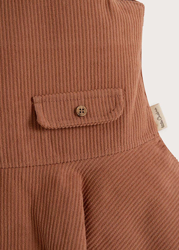 Chakra Woodland Coffee Corduroy Baby Girl Dress - 2