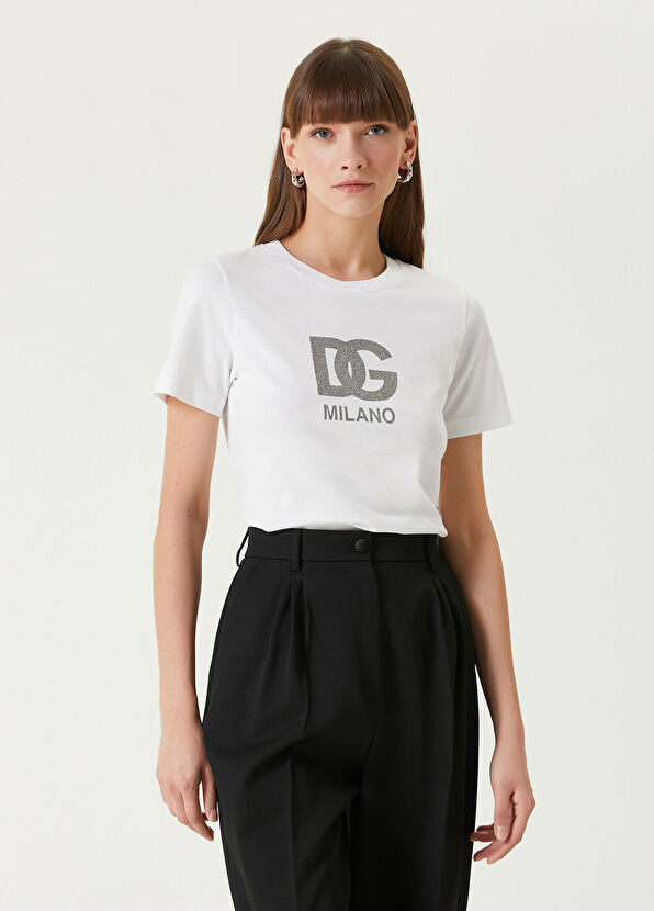 Dolce&Gabbana Beyaz Logo Baskılı T-shirt - 1
