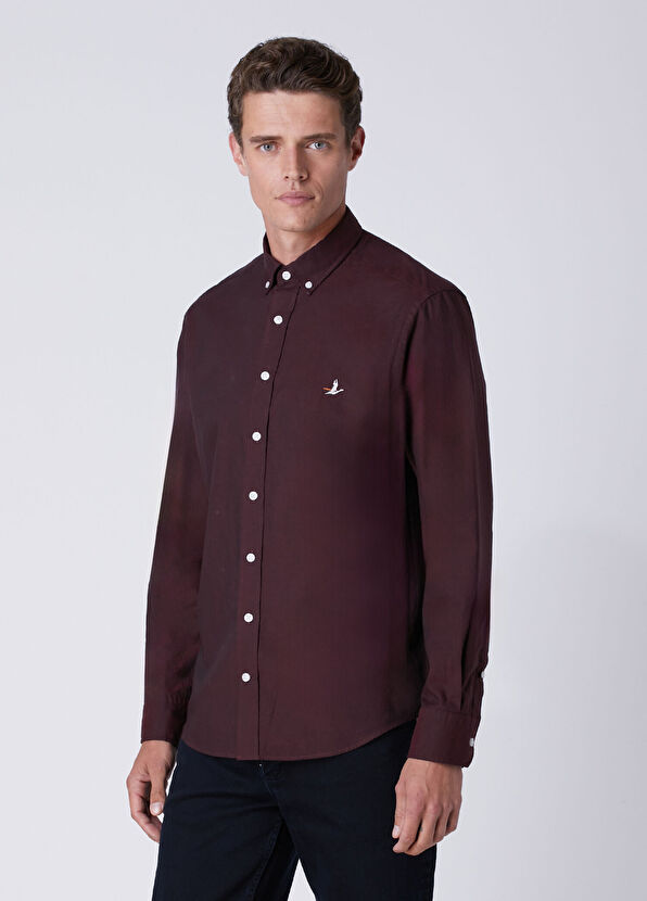 Beymen Club Comfort Fit Plum Oxford Shirt - 4