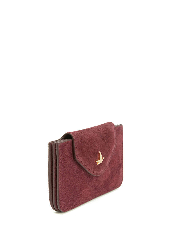 Beymen Club Burgundy Women's Suede Card Holder - 2