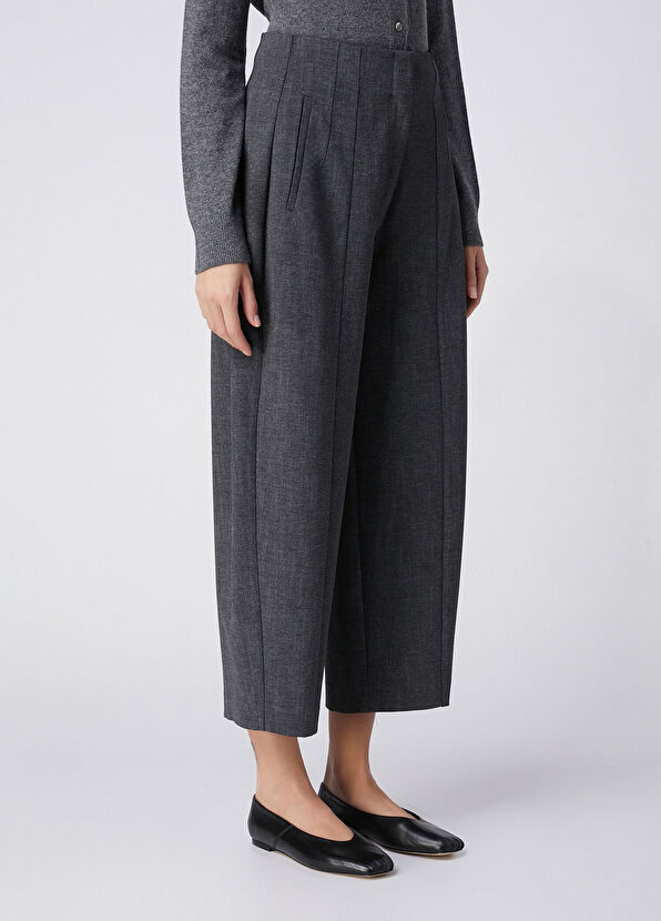 Beymen Club Barrel Fit Grey Mélange Trousers - 4