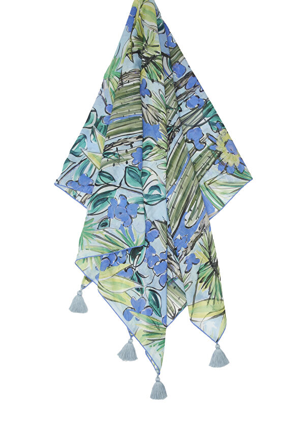 Beymen Club Mavi Botanik Desenli Kadın Şal - 2