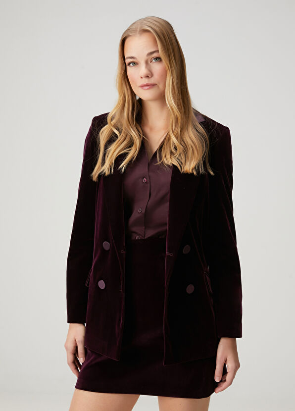 Beymen Club Plum Double-Breasted Evening Jacket - 1