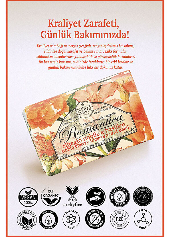 Nesti Dante Romantica Kiraz Çiçeği ve Reyhan Özlü Vegan Cilt Bakım Sabunu 250 gr - 2