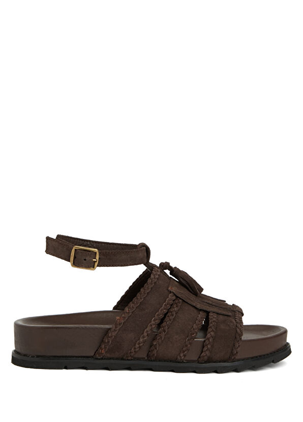 Beymen Club Brown Tassel Detail Women's Leather Sandals - 1