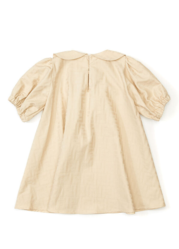 Fendi Bej Logo Desenli Kız Çocuk Elbise - 2