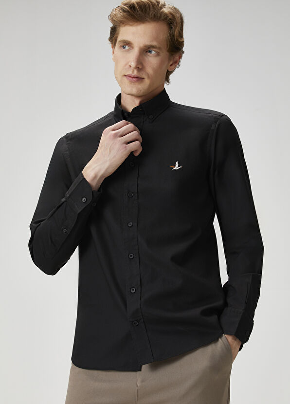 Beymen Club Slim Fit Siyah Oxford Gömlek - 2