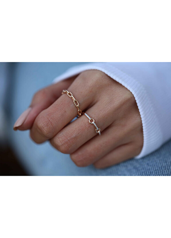 Reis Kuyumculuk Çaklıt White 14 Ayar Rose Gold Kadın Pırlanta Yüzük - 2