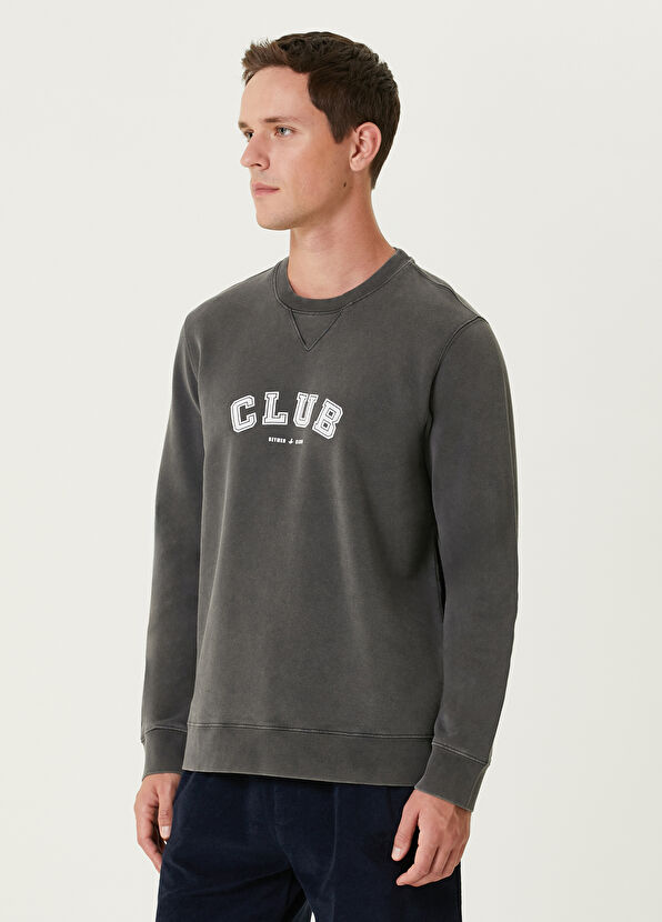Beymen Club Anthracite Logo Printed Sweatshirt - 4
