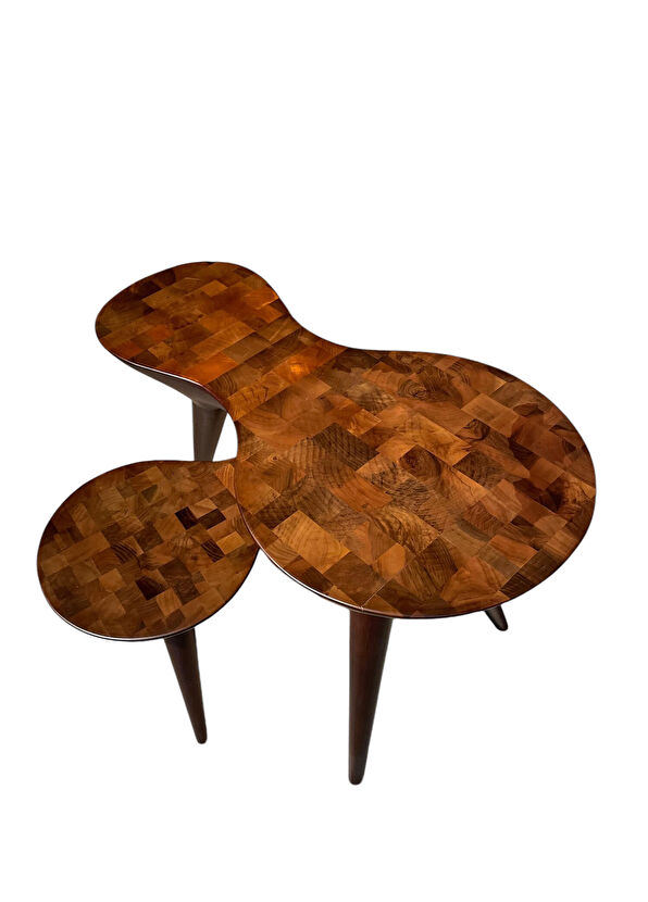 Enigma Furniture Bellini Kahverengi Ahşap 2'li Zigon Sehpa Seti - 2