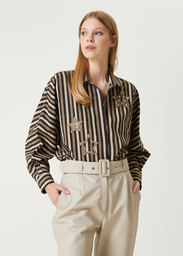 Beymen Club Brown Stone Embroidered Shirt - 4