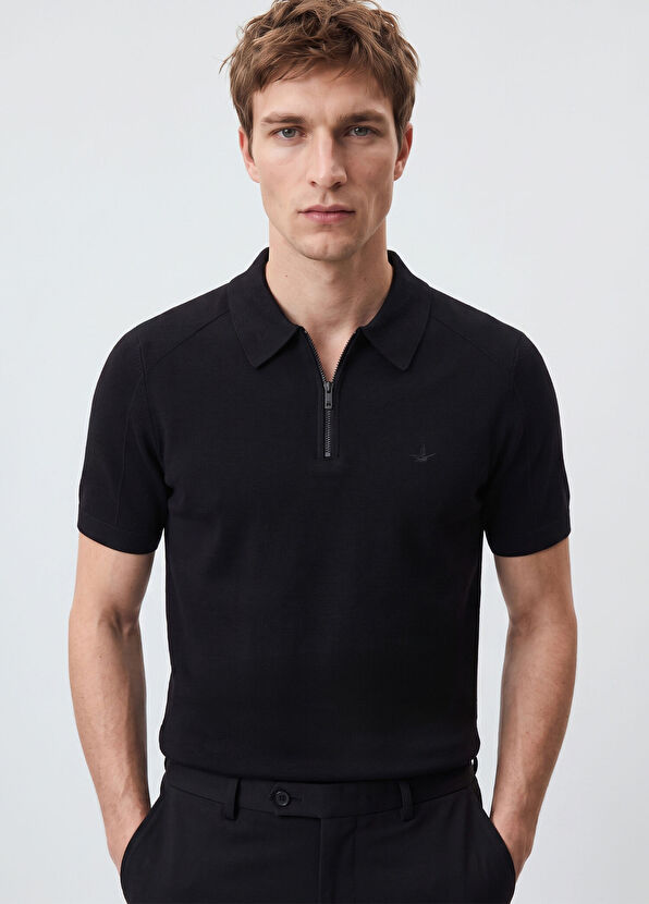 Beymen Club Black Polo Short Sleeve Sweater - 3