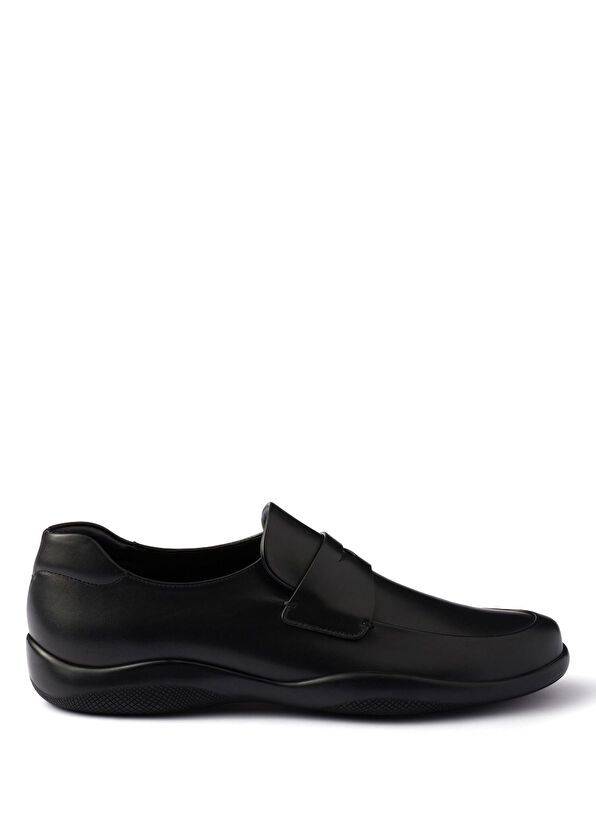 Prada Black Toblach Leather Men's Loafers - 1
