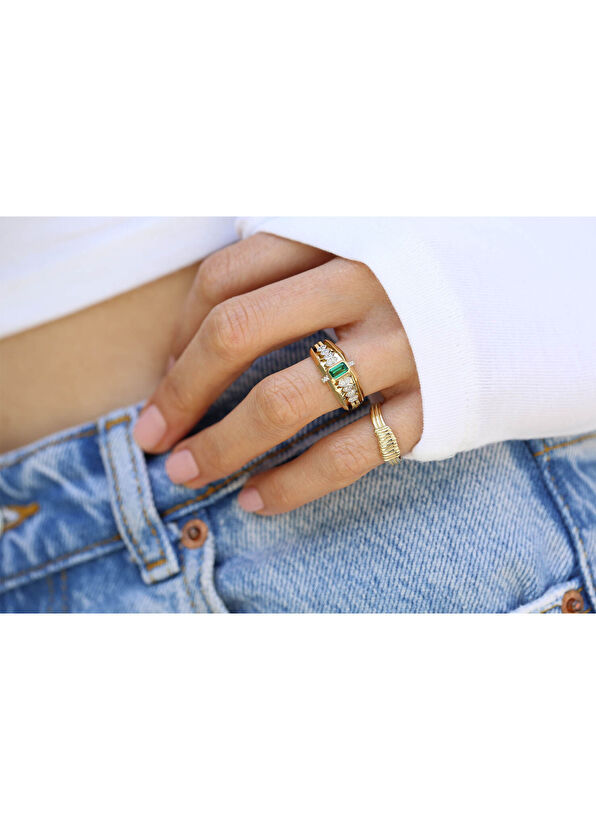 Reis Kuyumculuk Rope 14 Carat Yellow Gold Women's Ring - 3