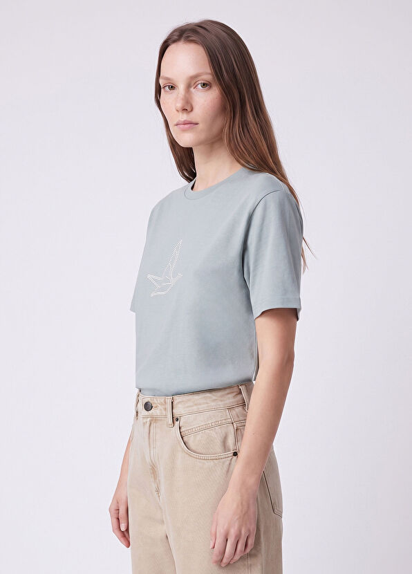 Beymen Club Mint Stone Goose Logo Printed T-Shirt - 3