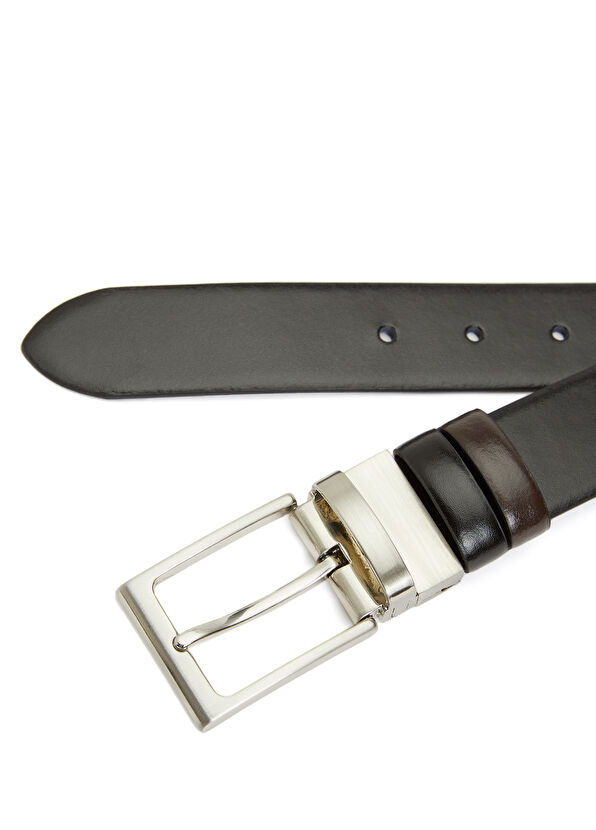 Beymen Club Black Brown Double Sided Men's Leather Belt - 2