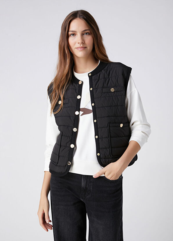 Beymen Club Siyah Kapitoneli Bomber Yelek - 1