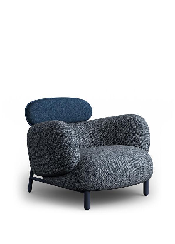Borbo Moby Low Blue Armchair with Metal Legs - 1