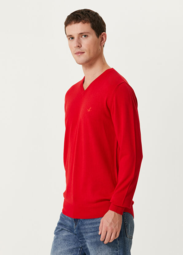 Beymen Club Red V-Neck Sweater - 2