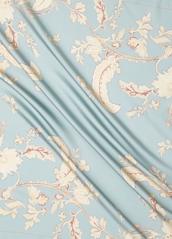 Beymen Club Blue Floral Patterned Silk Scarf - 3