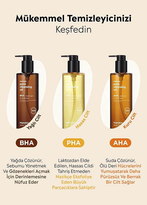 Hanskin Pore Cleansing Oil Aha Kuru Ciltler İçin Gözenek ve Makyaj Temizleme Yağı 300 ml - 4