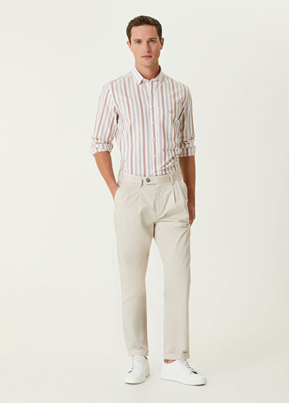 Beymen Club Ekru Pilili Twill Pantolon - 1