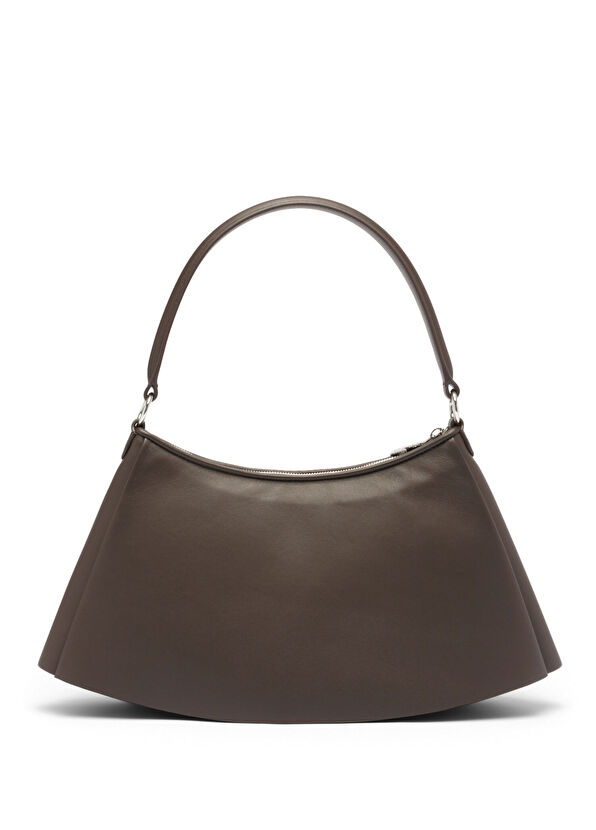 Lacoste Lenglen Dark Brown Leather Medium Women's Shoulder Bag - 2