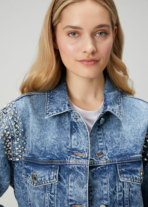 Beymen Club Mavi Taş İşlemeli Denim Ceket - 2