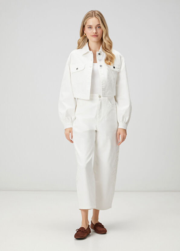 Beymen Club Off-White Bead Embroidered Denim Jacket - 2