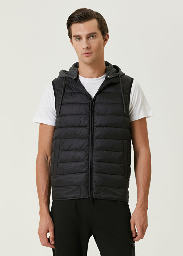 Beymen Club Essential Siyah Kapüşonlu İnce Dolgulu Yelek - 1