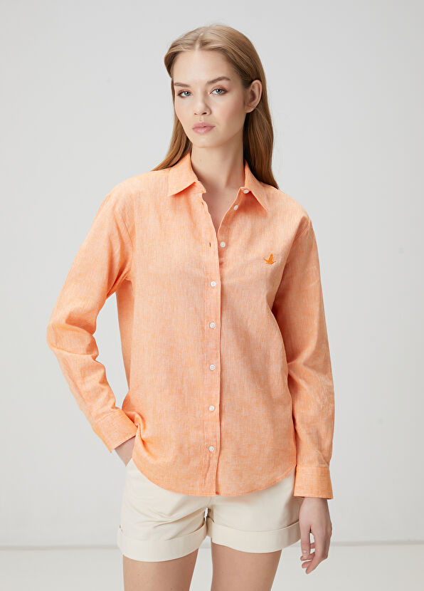 Beymen Club Orange Linen Shirt - 1